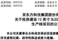 京东方A拟投资建设12英寸OLED微显示器件 项目总投资34亿元